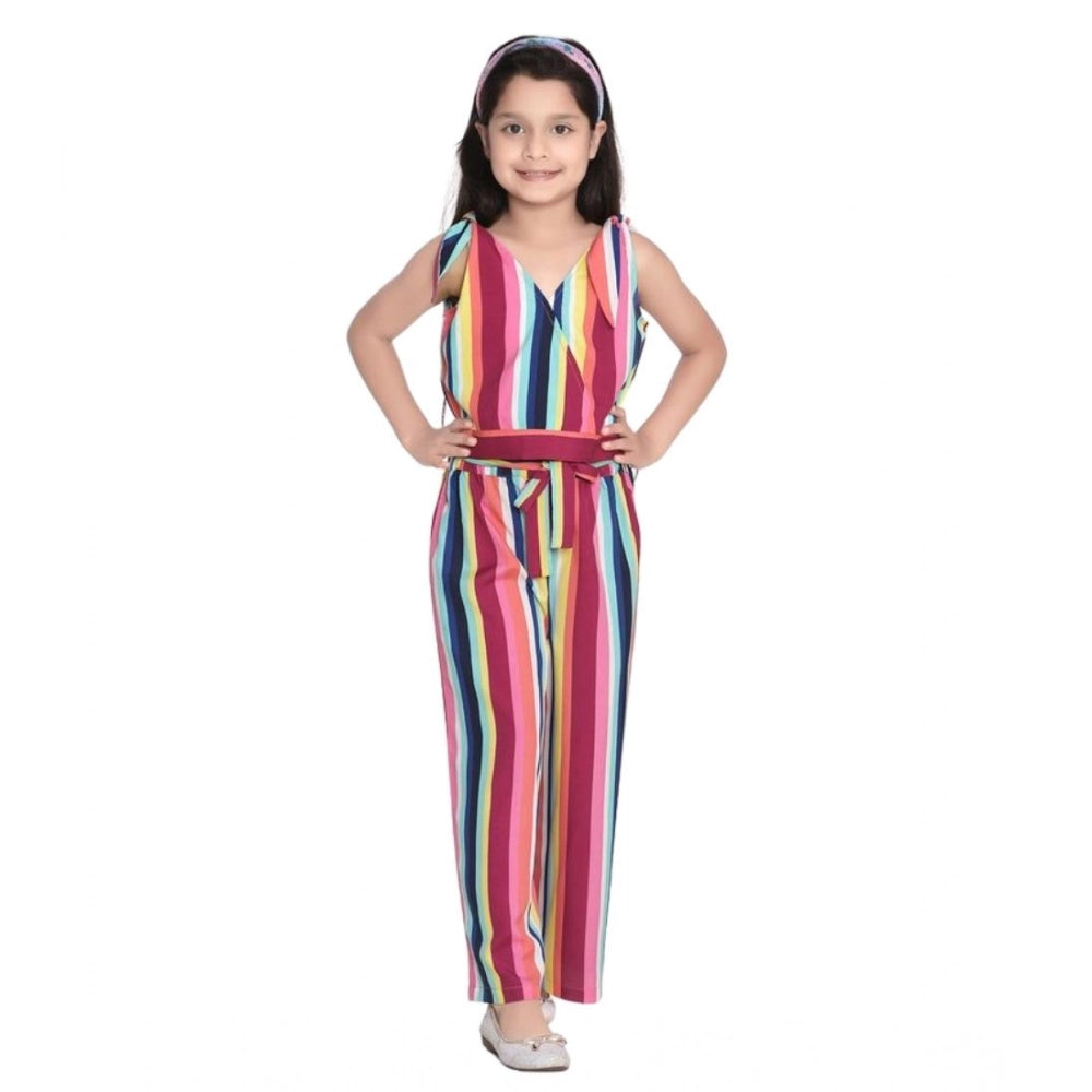 Multicolor girls' polyester crepe floral cold shoulder crop top & pallazo set, vibrant floral patterns on sleeveless top and wide-legged pants