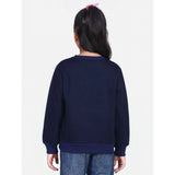 Navy blue embellished fleece long sleeve sweatshirt for girls, cozy & stylish apparel