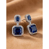 Blue brass silver plated drop earrings for women, wear with formal outfits