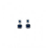 Blue brass silver plated drop earrings on display, perfect for accessorizing formal wear