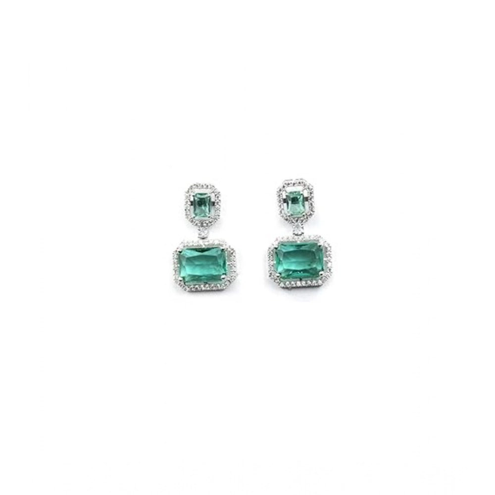 Green brass silver plated drop earrings, perfect accessory for formal events, keep dry and protected when not in use