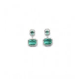 Green brass silver plated drop earrings, perfect accessory for formal events, keep dry and protected when not in use