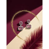 Pink brass silver plated drop earrings for women, ideal for accessories collection