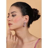 Pink brass silver plated drop earrings for women, ideal for accessorizing formal wear