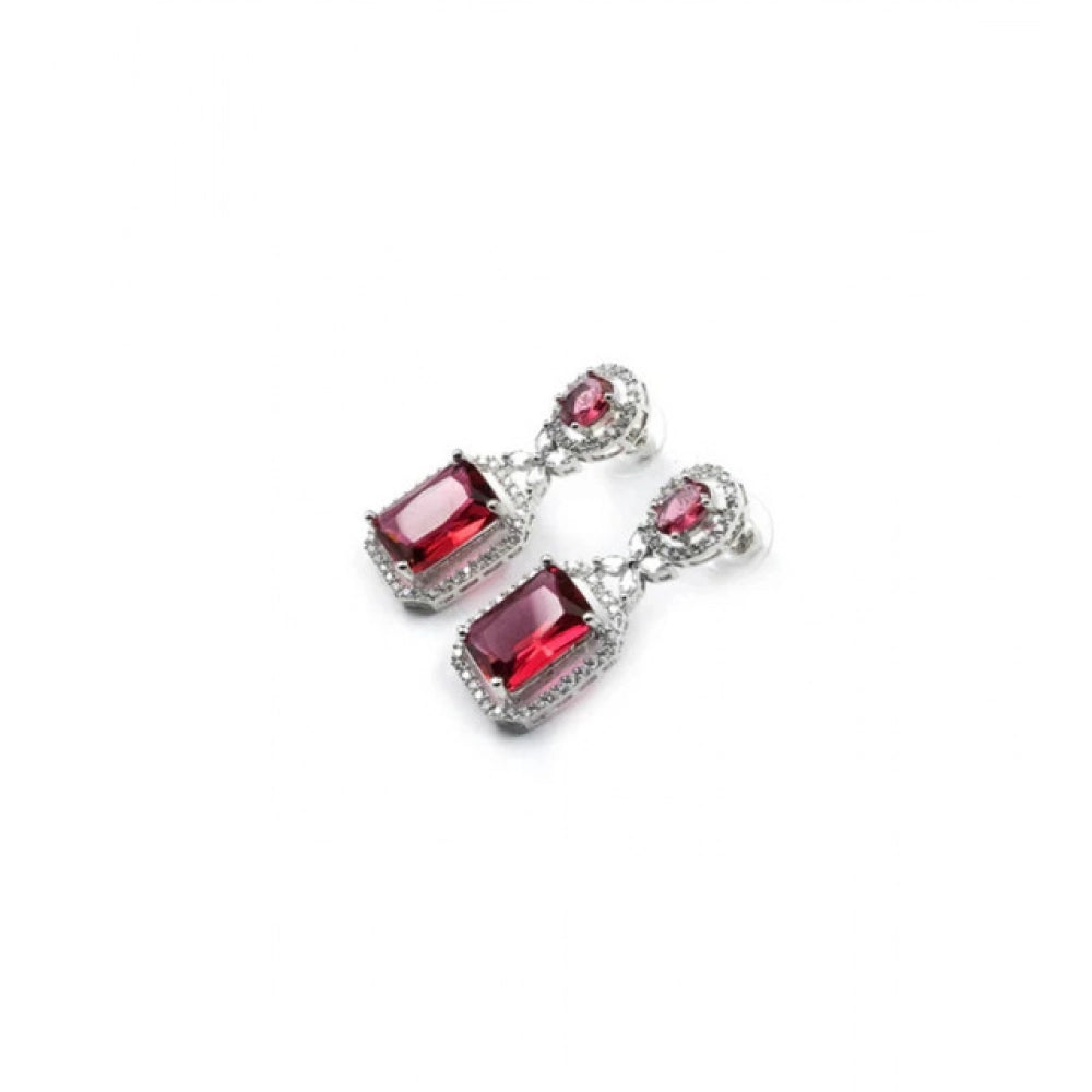 Red brass silver plated drop earrings for women, keep dry