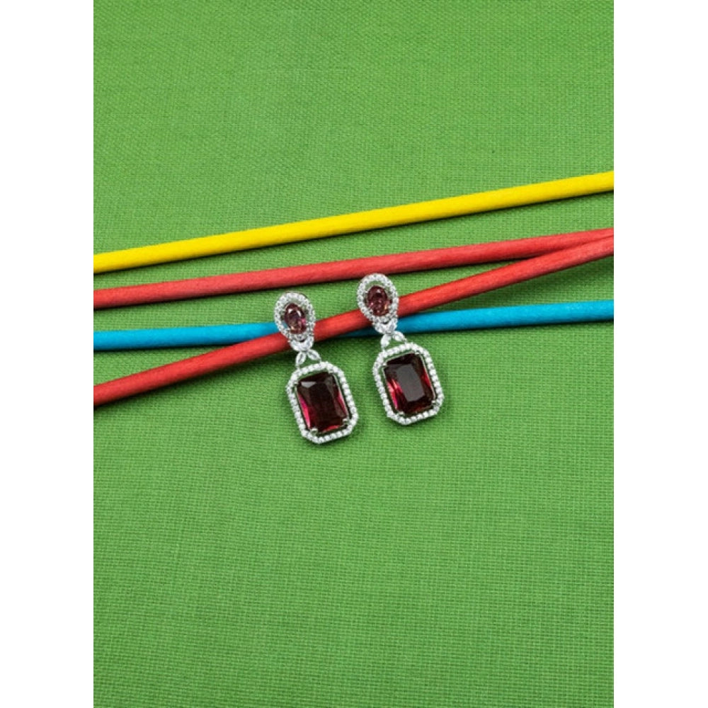 Red brass silver plated earrings for women, perfect accessory for formal events