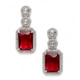 Red brass silver plated drop earrings for women, accessories on display