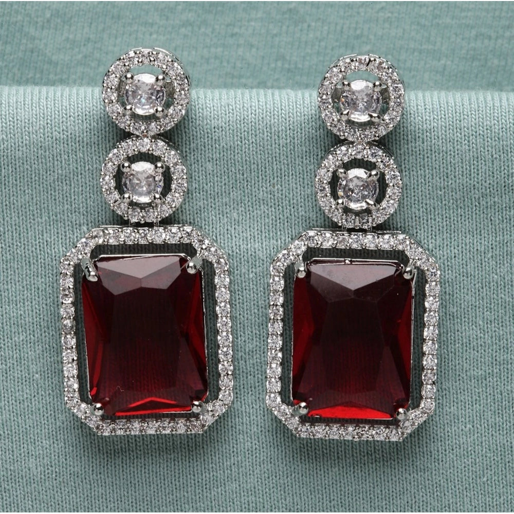 Red brass silver plated drop earrings for women, accessories storage