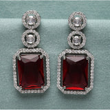 Red brass silver plated drop earrings for women, accessories storage
