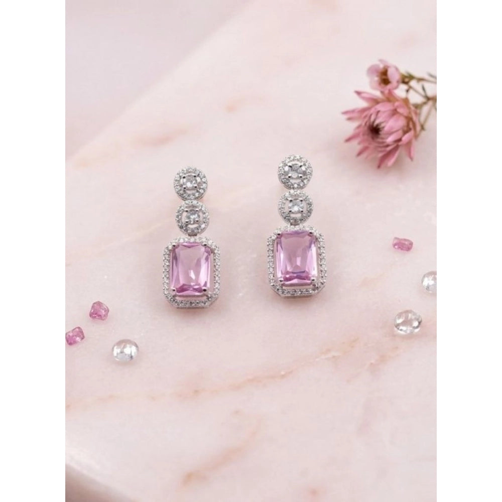 Pink brass silver-plated drop earrings for women, perfect accessory for formal events