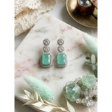 Women's turquoise brass silver plated drop earrings, keep dry for long-lasting style