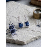 Blue brass silver plated drop earrings for women - keep dry, airtight storage