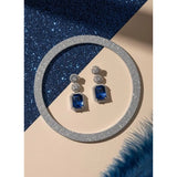 Blue brass silver plated drop earrings for women, keep dry and store after use
