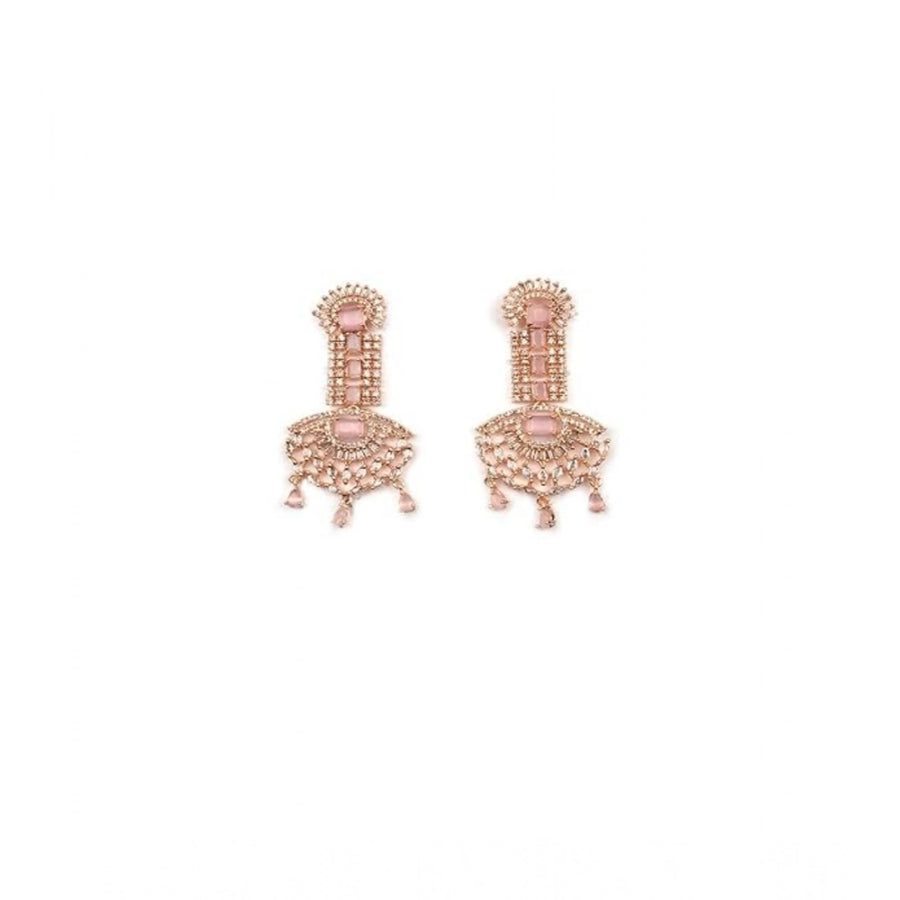 Women's pink brass silver plated drop earrings, accessories for stylish occasions
