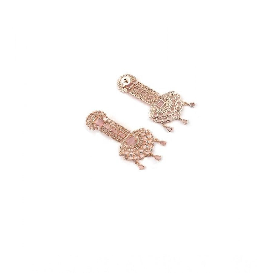 Pink brass silver-plated drop earrings for women, perfect accessory for special occasions