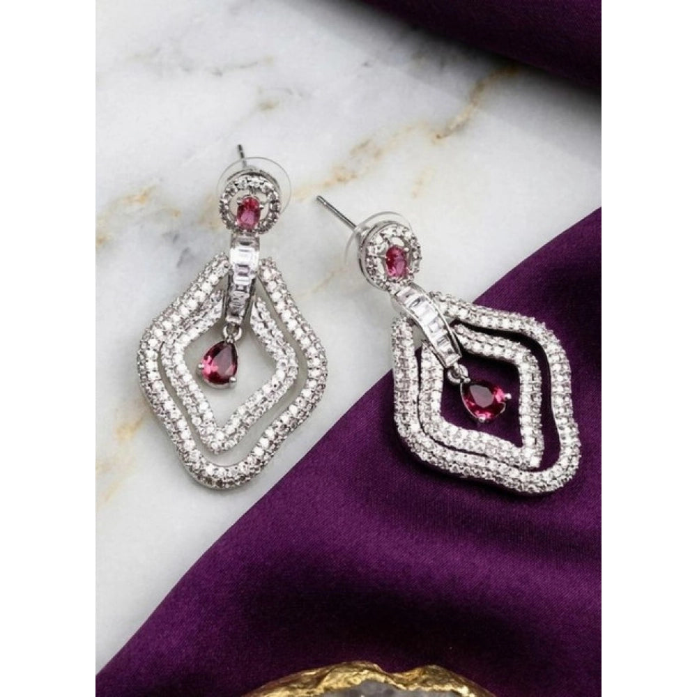 Red brass silver plated earrings for women, ideal for accessorizing formal wear