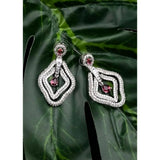 Red brass silver plated drop earrings for women, accessorize without water