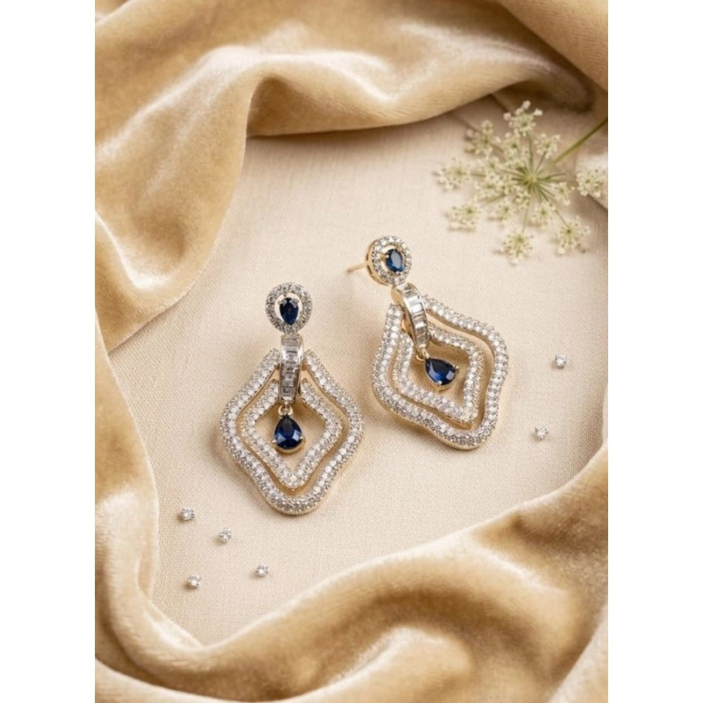 Blue brass silver plated earrings for women, wear with evening outfits