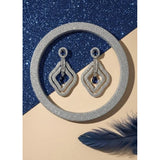 Blue brass silver plated earrings on model, women's jewelry accessory for formal events