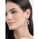 Blue brass silver plated drop earrings for women, keep dry and chemical-free