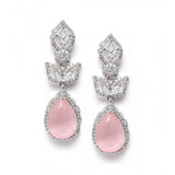 Women's pink brass silver-plated drop earrings, elegant accessory for special occasions, keep dry and airtight