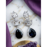 Blue brass silver plated drop earrings for women, ideal accessory for formal events