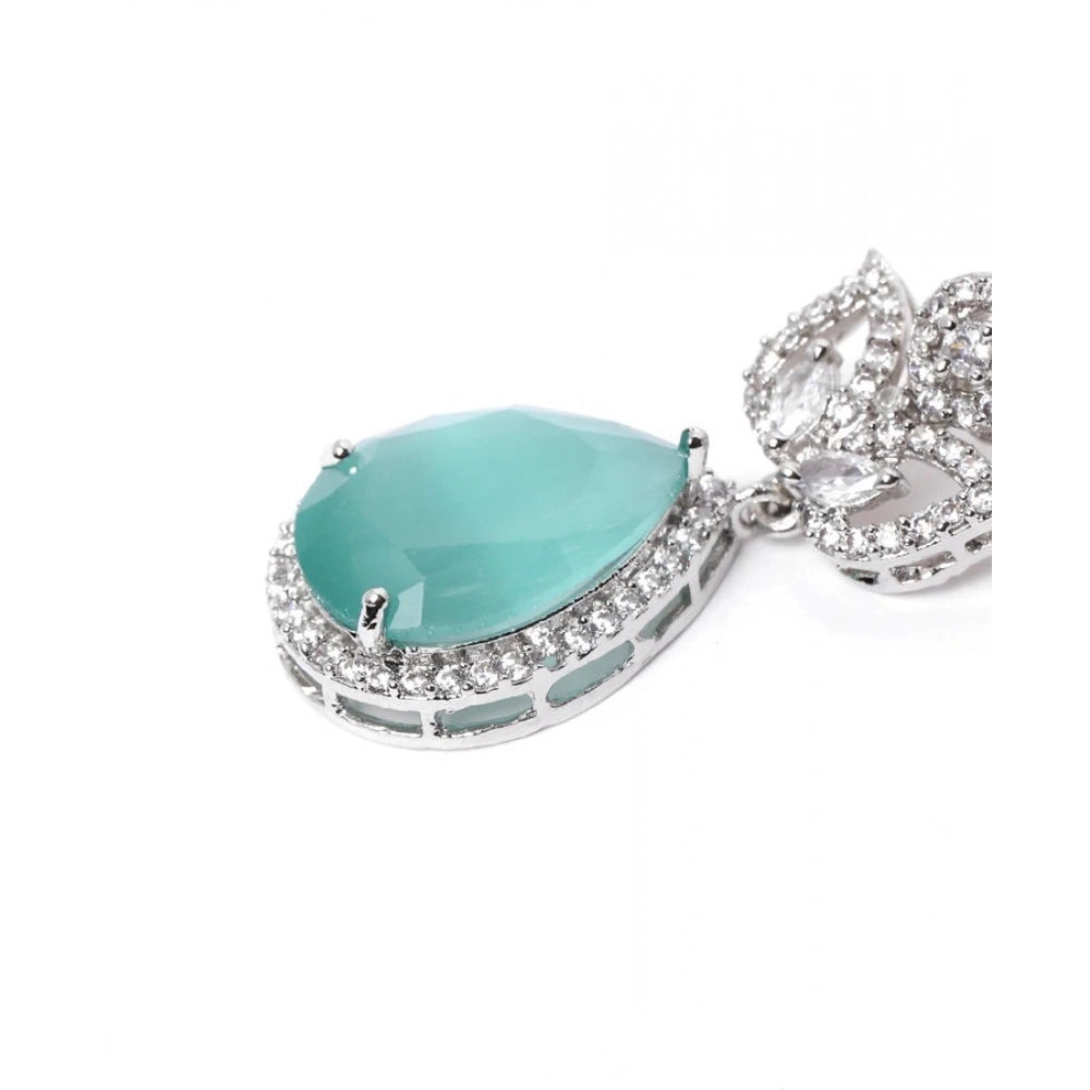 Women's brass silver plated turquoise drop earrings - Accessorize with ease, keep dry for longevity