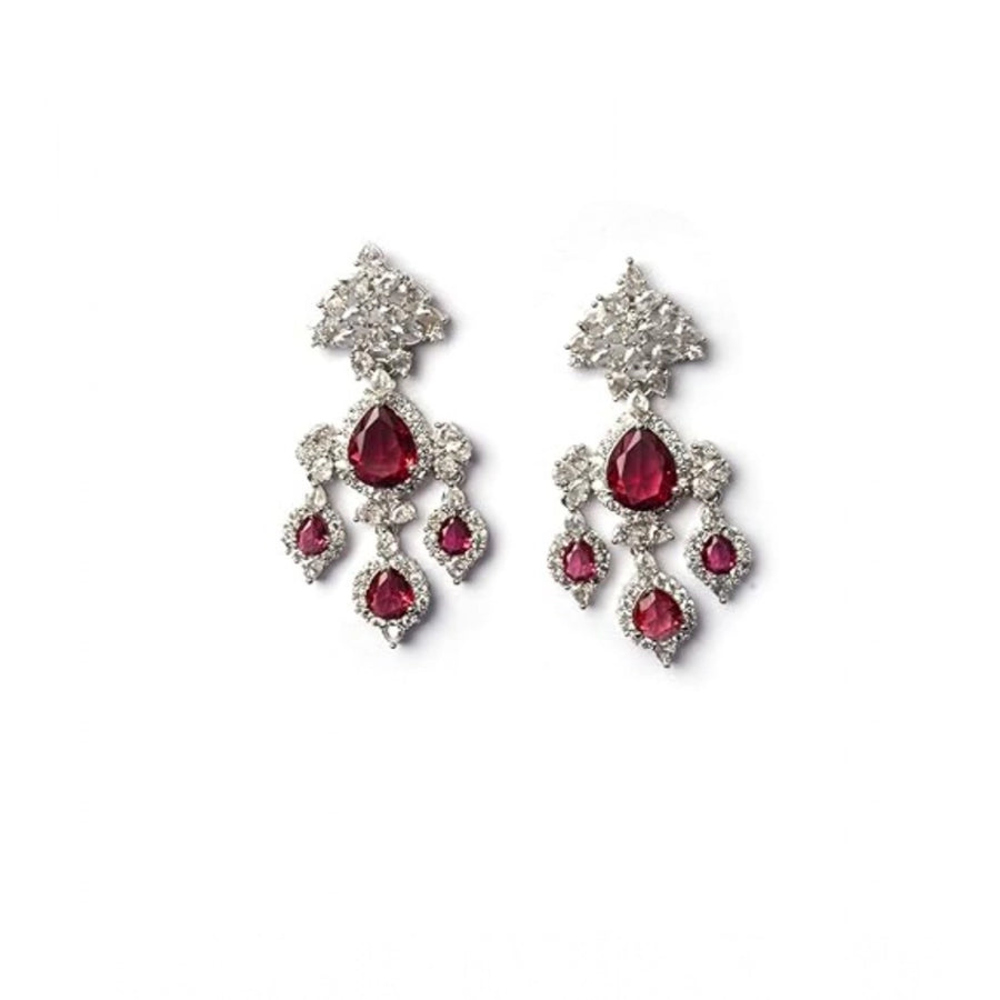 Red brass silver-plated drop earrings for women, delicate jewelry accessory