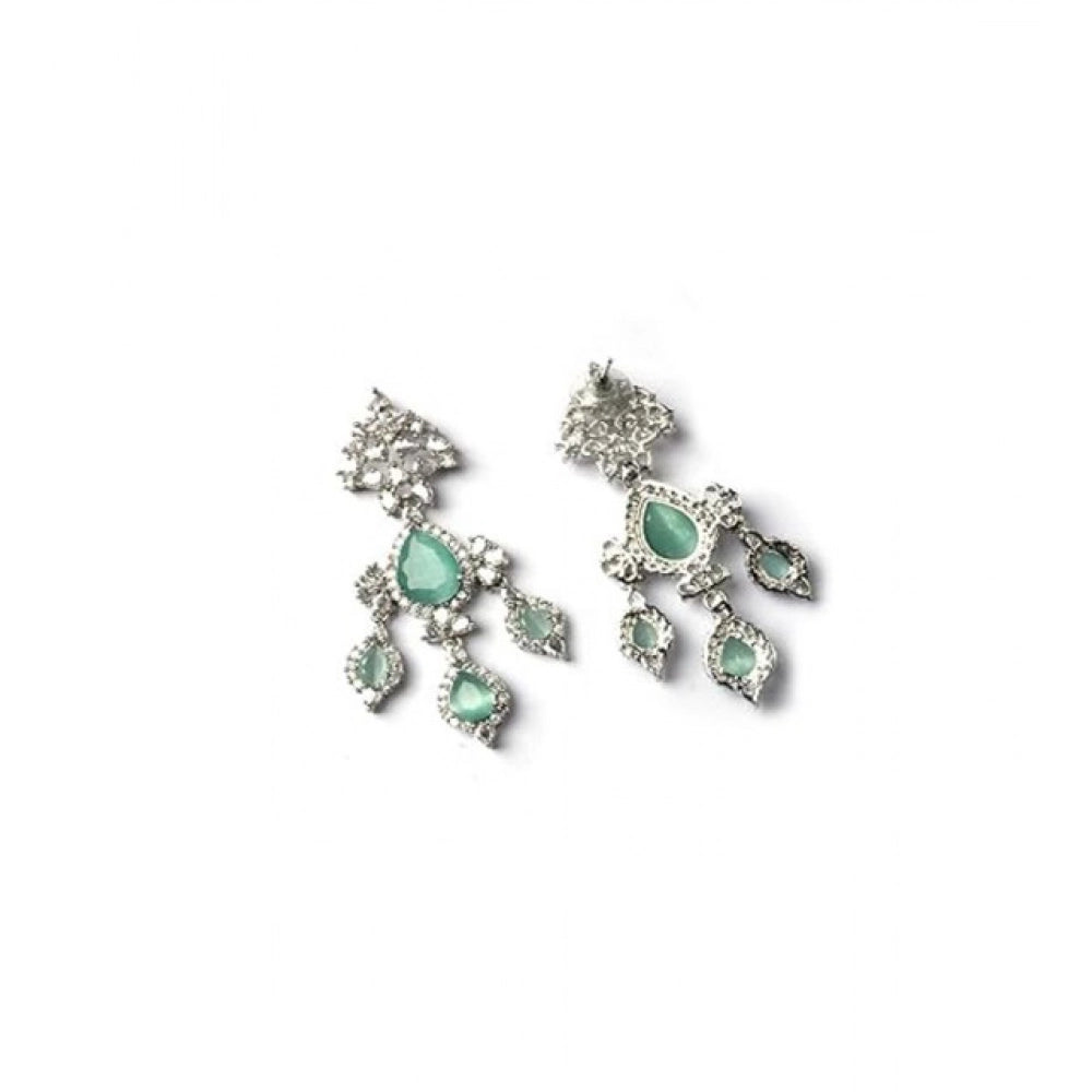 Women's brass silver-plated turquoise drop earrings, store safely for long-lasting beauty