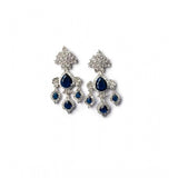 Women's blue brass silver-plated drop earrings, wear with ease and elegance