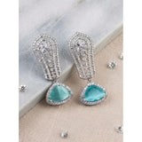 Women's turquoise brass silver plated drop earrings, store in a dry, airtight box for jewelry care