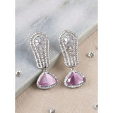 Pink brass silver plated drop earrings for women - stylish jewelry accessory