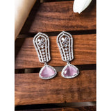 Pink brass silver plated drop earrings for women, jewelry accessory
