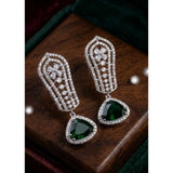 Green brass silver-plated women's drop earrings, store in dry, airtight box for care