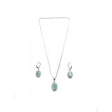 Turquoise brass silver-plated pendant set for women - jewelry accessory on display stand