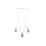Pink brass silver plated pendant set, stylish women's jewelry on display, keep dry for care