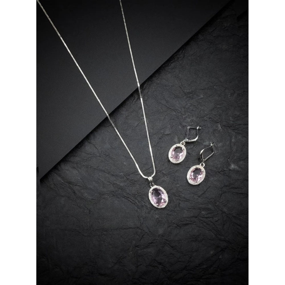 Pink brass silver-plated pendant set for women - jewelry accessory, keep dry after use