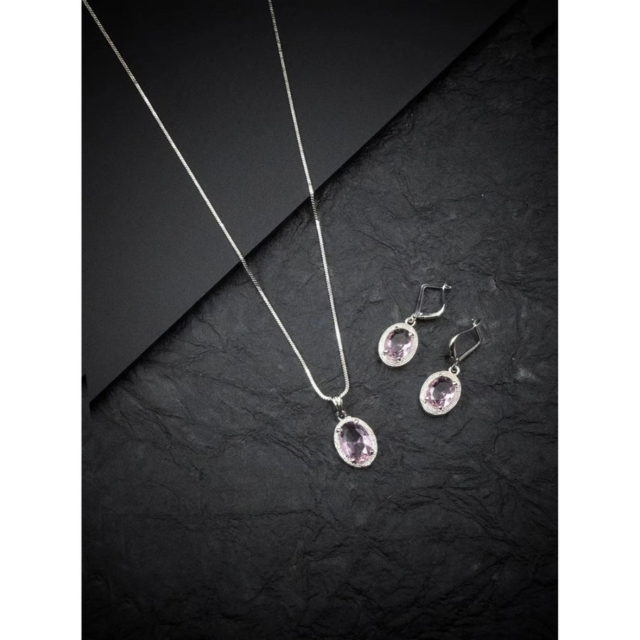 Pink brass silver-plated pendant set for women - jewelry accessory, keep dry after use