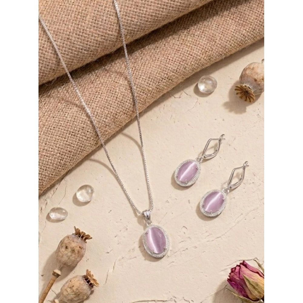Women's pink brass silver plated pendant set on jewelry tray
