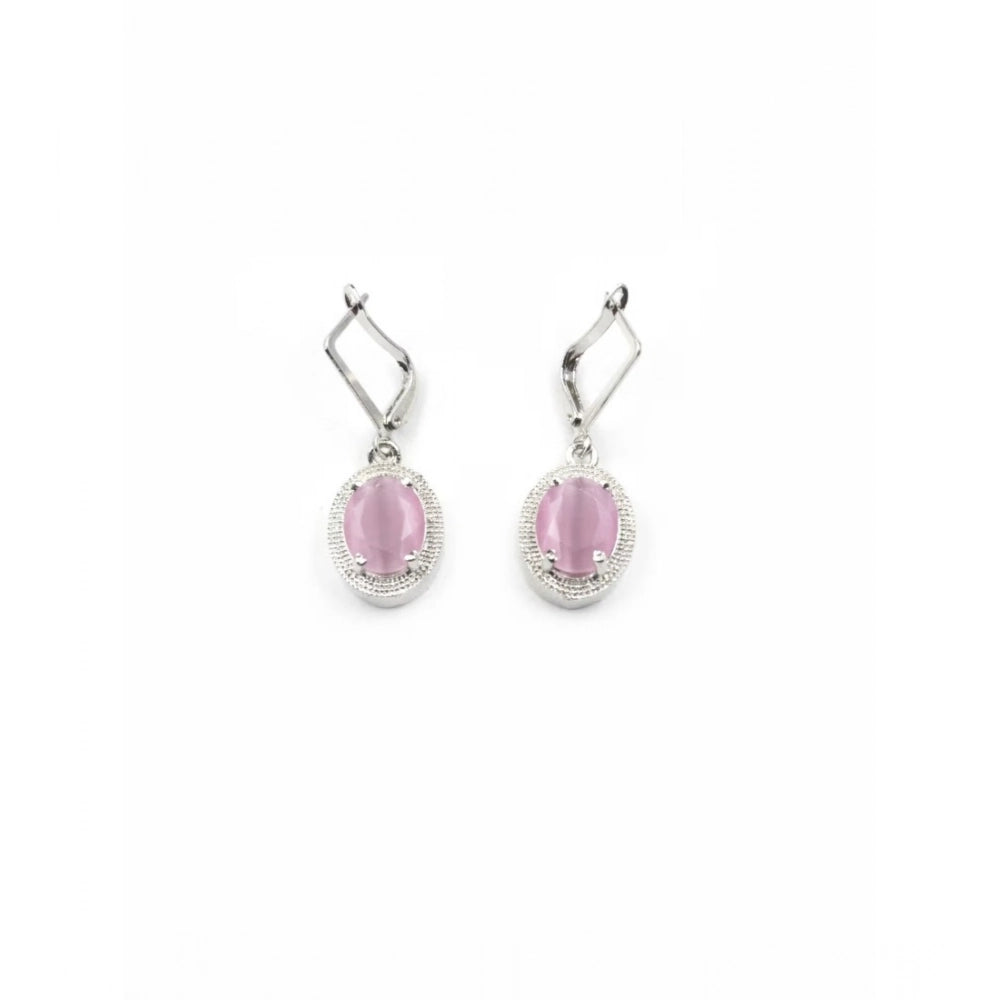 Pink brass silver plated pendant set for women - jewelry on display, keep dry and airtight