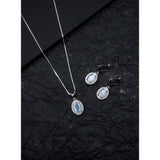 Grey brass silver-plated women's pendant set for jewelry collection, close-up view of intricate design