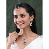 Green brass silver-plated women's pendant set, jewelry accessories for special occasions - keep dry