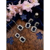 Blue brass silver plated pendant set for women, elegant jewelry accessory on display
