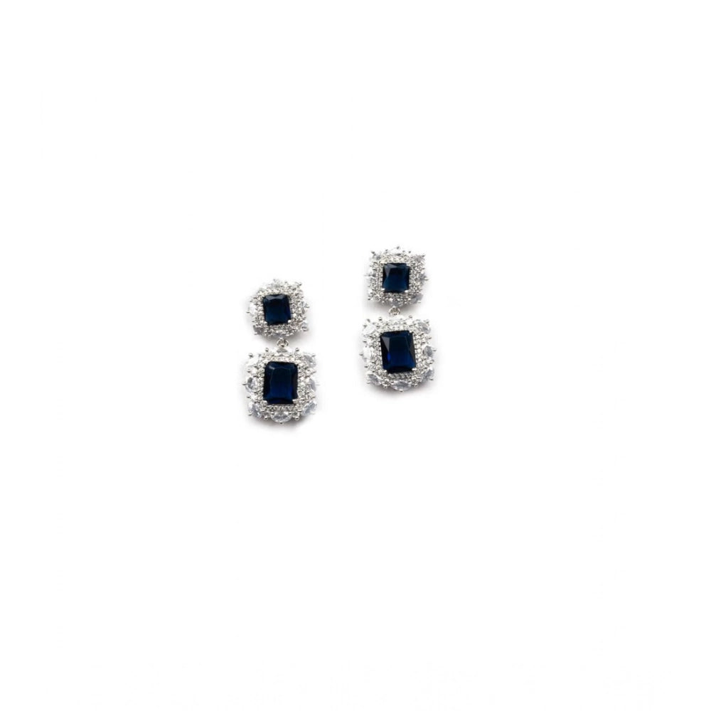 Blue brass silver plated pendant set for women, accessorize your outfit, jewelry on display