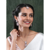 Pink brass silver-plated pendant set for women, accessories jewelry on display" (123 characters)