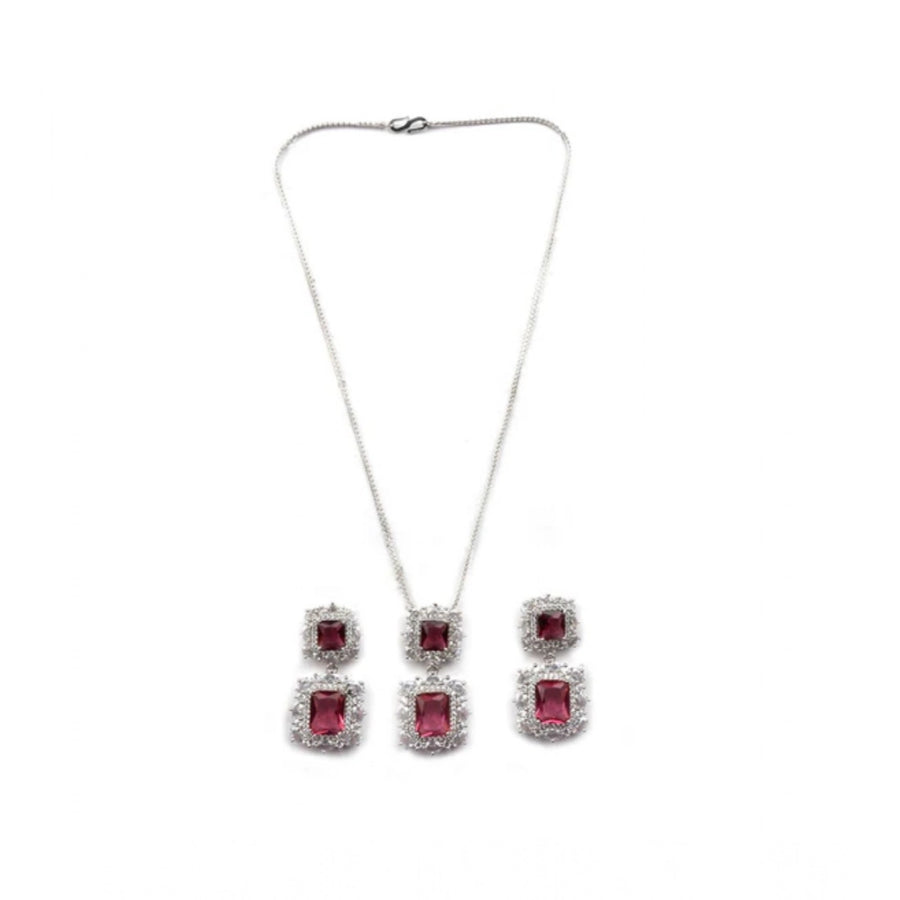 Red brass silver plated pendant set for women, elegant jewelry accessory - keep dry