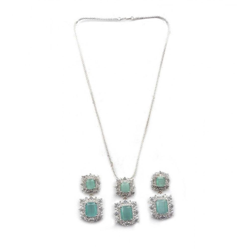 Mint brass silver-plated pendant set for women, stylish jewelry accessory on display