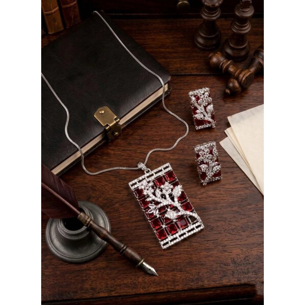Red brass silver plated pendant set for women - accessorize elegantly, keep dry and store safely