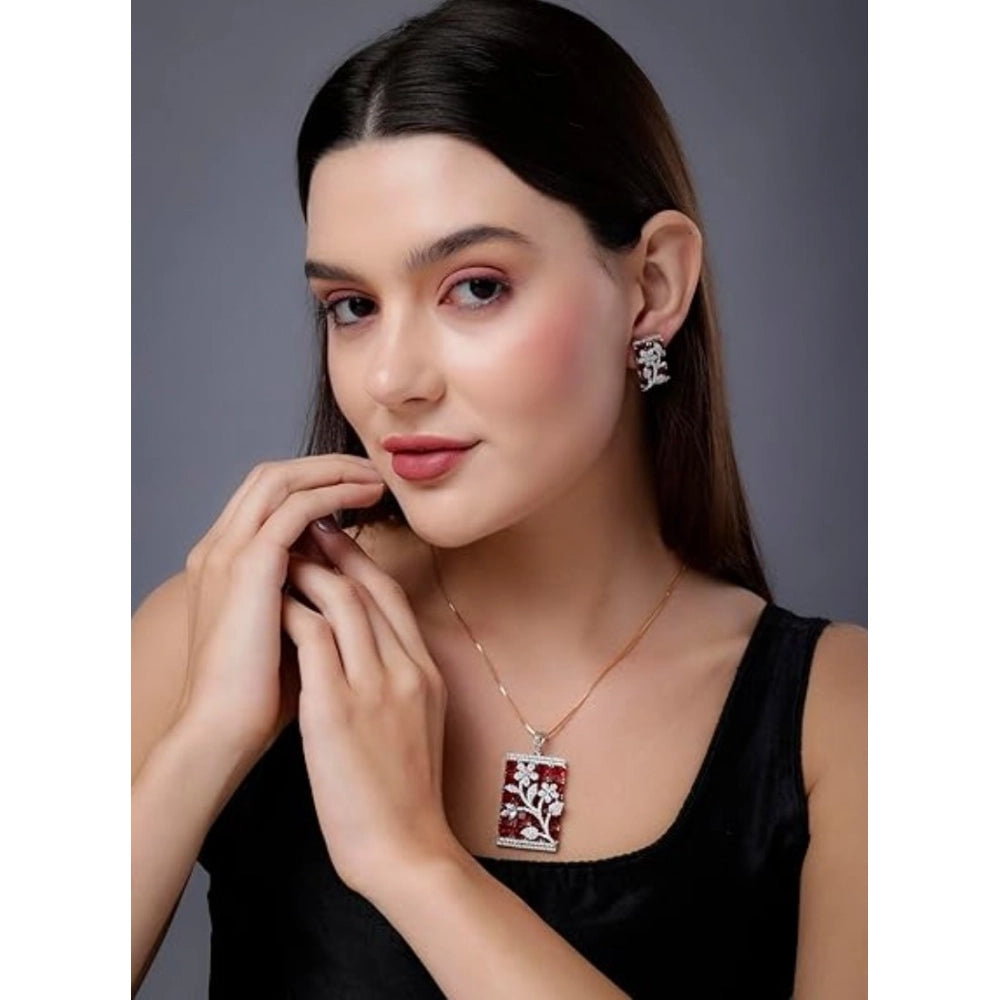 Red brass silver plated pendant set for women, elegant jewelry accessory on display