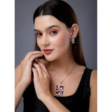 Red brass silver plated pendant set for women, elegant jewelry accessory on display